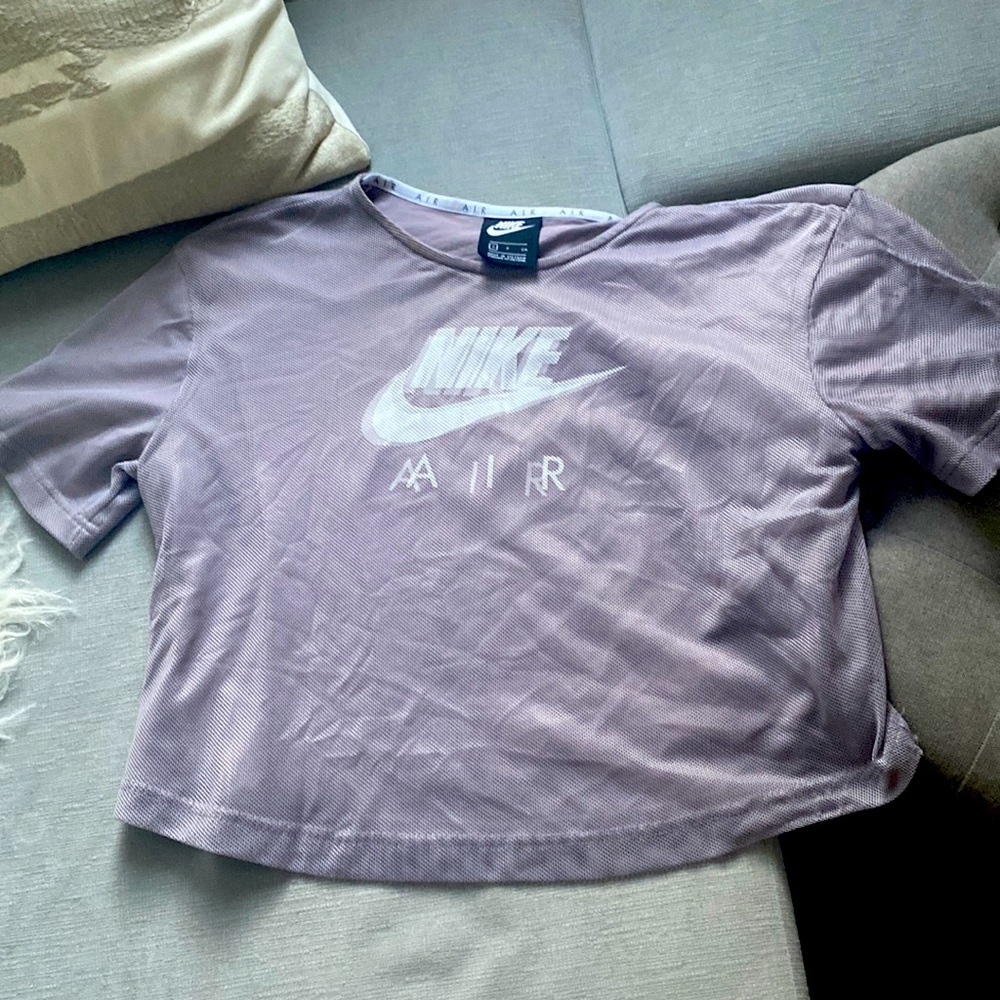 Nike mauve crop top mesh layer